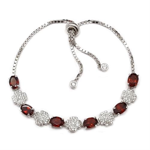 צמיד כסף משובץ אבני גרנט וזרקונים Z3012 | תכשיטי כסף 925 | צמידי כסף