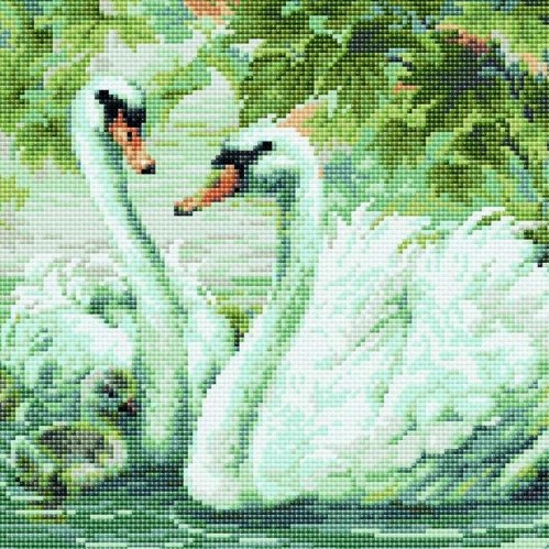 תמונת שיבוץ אבנים - ברבורים לבנים 30X30