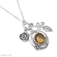 תליון מכסף מעוצב משובץ אבן סיטרין T6229 | תכשיטי כסף