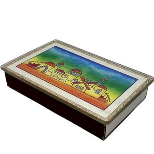 מחזיק קופסת גפרורים זכוכית עיצוב ירושלים אקוורל