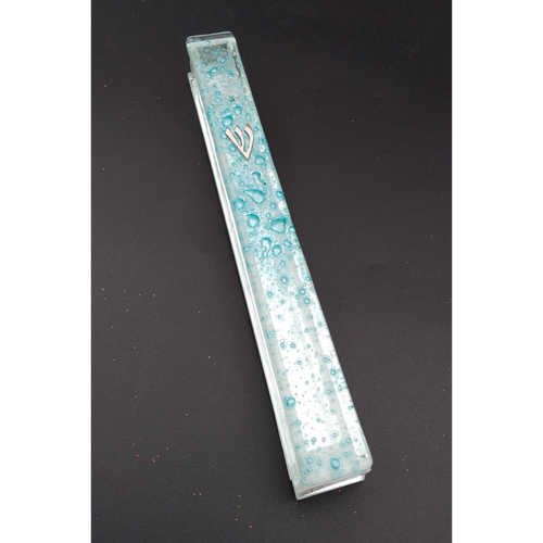 בית מזוזה זכוכית שילוב טורקיז דגם בועות