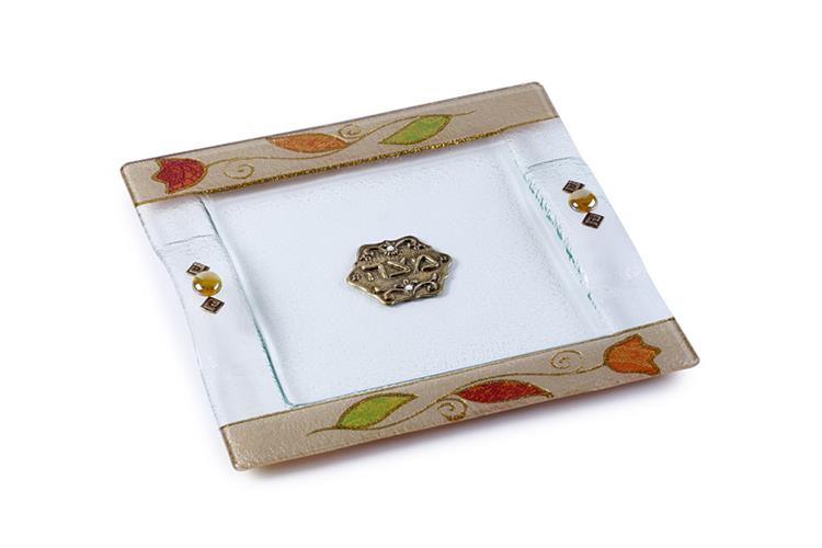 מגש מצה טוליפ שילוב כסף / זהב