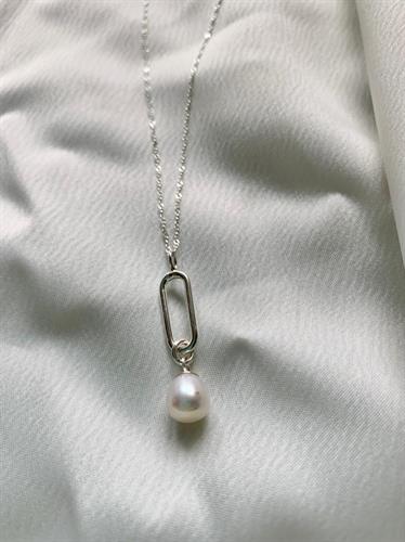 שרשרת חוליה פנינה כסף