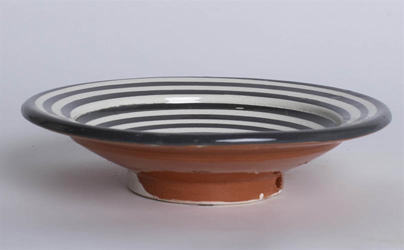 צלוחית  אפור לבן פרחים