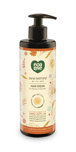 Ecolove  קרם לחות ועיצוב לשיער רגיל-יבש מתמציות אורגניות גזר דלעת ובטטה