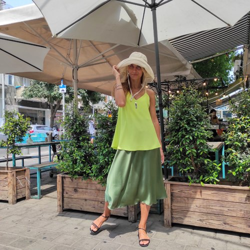 ספגטי סאטן משי- צהוב נאון