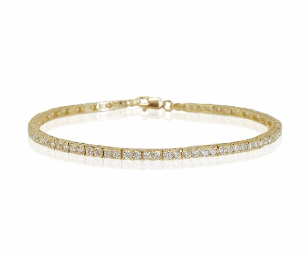 צמיד טניס זהב צהוב בשיבוץ אבני זרקון עגולות