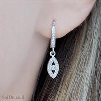 עגילים מכסף תלויים משובצים אבני זרקון A8819 | תכשיטי כסף 925