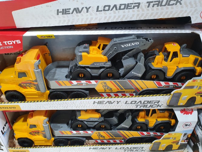 משאית הובלה עם צלילים + שני טרקטורים קטנים