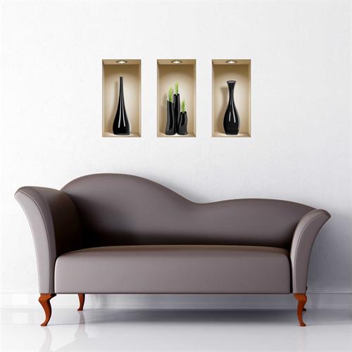 אגרטלים שחורים עם עשב ירוק דגם 320