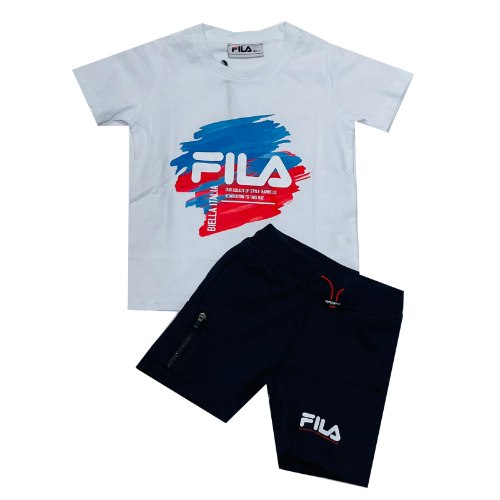 חליפת שורט FILA בנים לבן מודפס 2-8