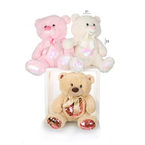 בובה רכה דובי פאייטים 35 סמ