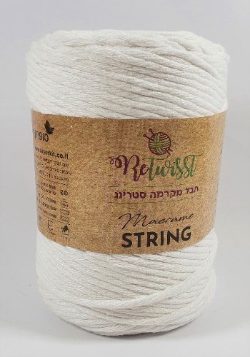 חוט מקרמה סינגל סטרינג 3 מ"מ 160 מ' - לבן