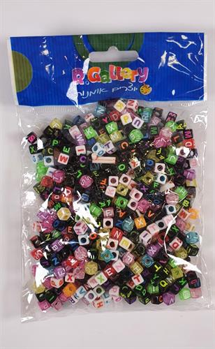 מיקס חרוזי אותיות קוביה צבעוני - 100 גר'