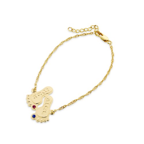 צמיד 2 כפות רגליים עם אבנים דגם LA400