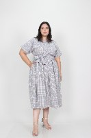 שמלת בריטני אפור משובץ