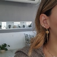 עגילי תליון עגול זהב נתלים