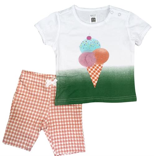 חליפה קצרה גלידה לבן-ירוק