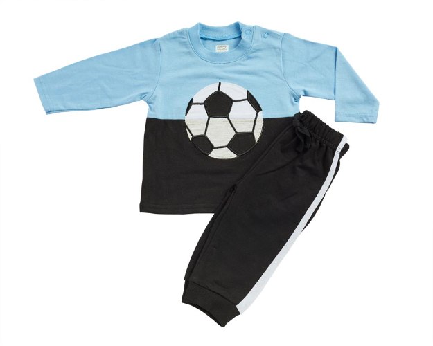 חליפת מעבר כדורגל תכלת-שחור מכנס פרנצ׳ טרי