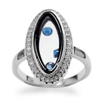 טבעת מכסף משובצת אבני זרקון וקריסטלים כחולים RG5643 | תכשיטי כסף 925 | טבעות כסף
