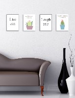 רביעיית תמונות השראה לחיות, קקטוס סגול, קקטוס כחול והמילה לצחוק, דגם 6