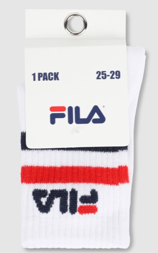 זוג גרביים לבנות חצי גובה לוגו FILA- מידות 25-39