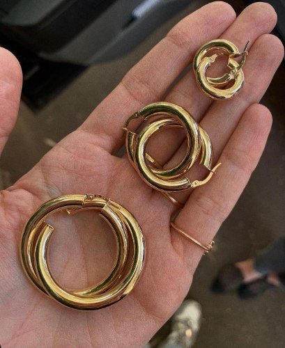 עגילי חישוק עבה זהב 14K M