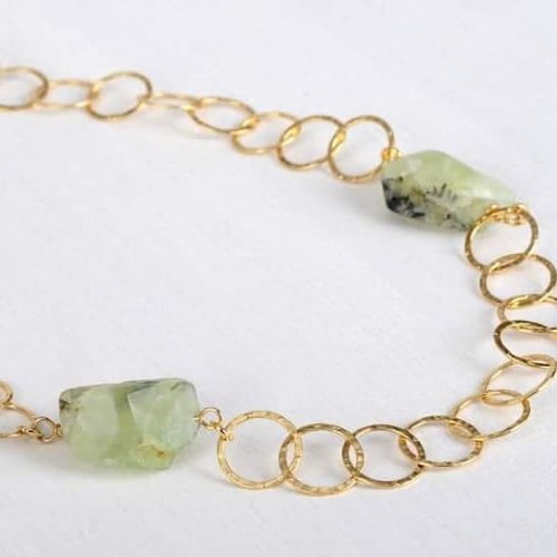 שרשרת חוליות ואבן אגת ירוק