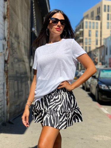 חצאית משי מודפסת זברה