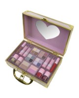 מזוודת איפור מתכת לילדות - ורוד זהב