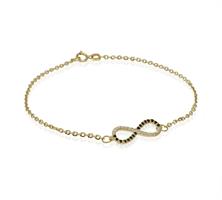 צמיד אינפיניטי I צמיד נצח I  לאשה משובץ יהלומים שחורים ולבנים 0.18 קראט בזהב 14 קרט