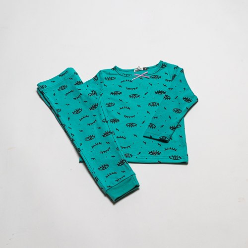 פיג'מת בנות אינטרלוק עיניים ירוקה