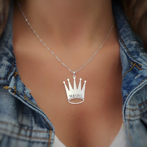 שרשרת כתר גדול עם חריטה דגם LA292