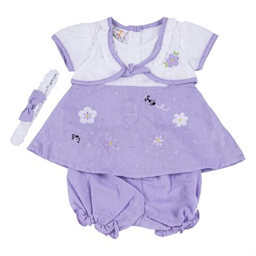 סט 3 חלקים - פרחים סגול לילך