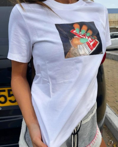 טי שרט DIESEL לוגו  ציפורניים צבע לבן