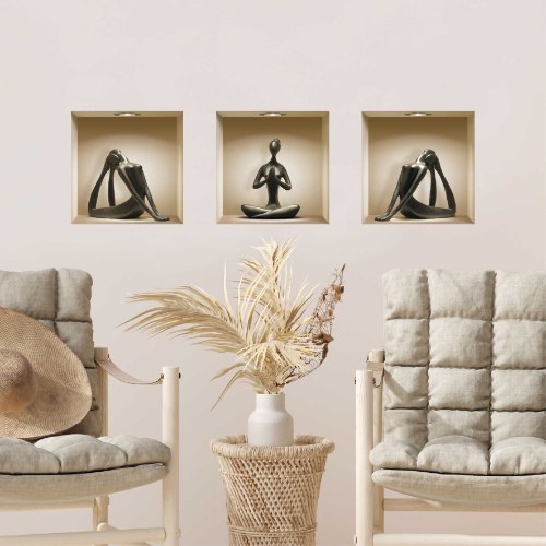 שלישיית נישות פסלים שחורים דגם 502