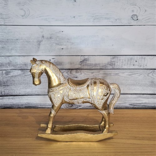 פסל סוס נדנדה זהב בינוני