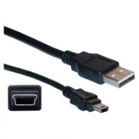 כבל מתאם Mini USB2.0 זכר B לחיבור USB2.0 זכר A באורך 5 מטר