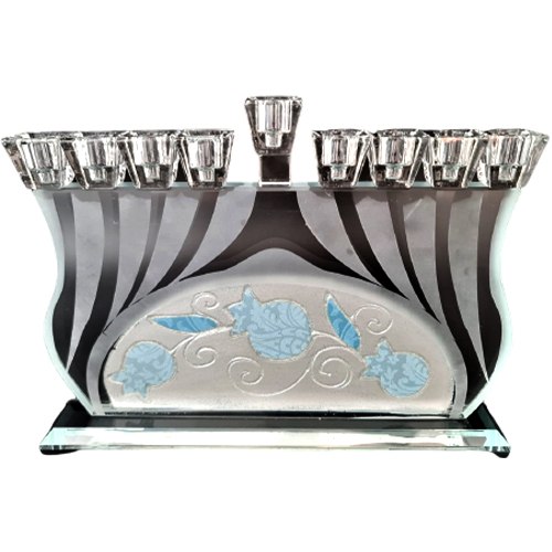 חנוכיית קריסטל גשר רימון תכלת