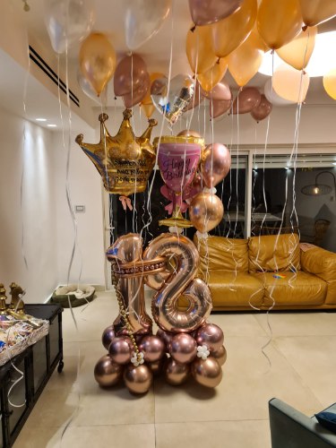 זר בלונים משולב שמפנייה ולב גדול