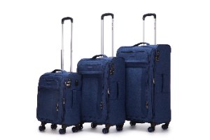 סט 3 מזוודות SWISS בד איכותיות קלות במיוחד עם מנעול TSA - כחול