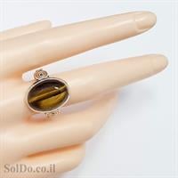 טבעת כסף משובצת אבן אבן עין הנמר RG5994