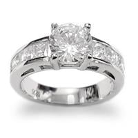 טבעת כסף משובצת זרקון סוליטר 7mm  ואבני זרקון בצדדים RG5574 | תכשיטי כסף | טבעות כסף