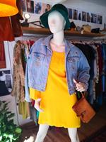 שמלת מיני כיווצים צהובה מידה S