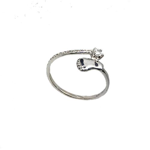 טבעת כף רגל זהב לבן 14K שיבוץ  זירקון OP03160019171