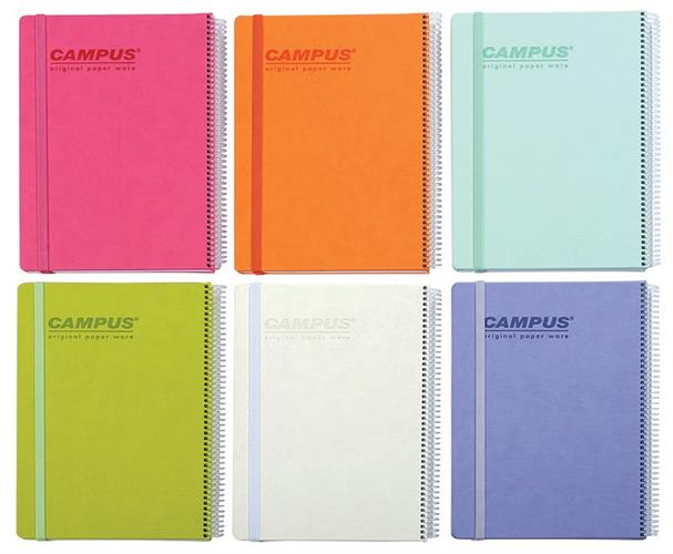 " כ.קשה PU ספירל+גומיה B5 שורה קמפוס"