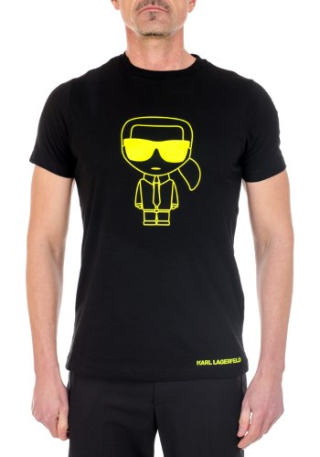 טי שרט  Karl Lagerfeld צבע שחור לוגו צהוב