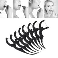 50 יחידות מקל חוט דנטלני במבוק פחם לניקוי השיינים