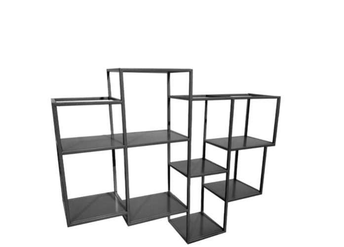 נישת מדפים מתכת לקיר שחור