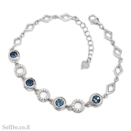 צמיד כסף משובץ אבני טופז כחולות  Z3083